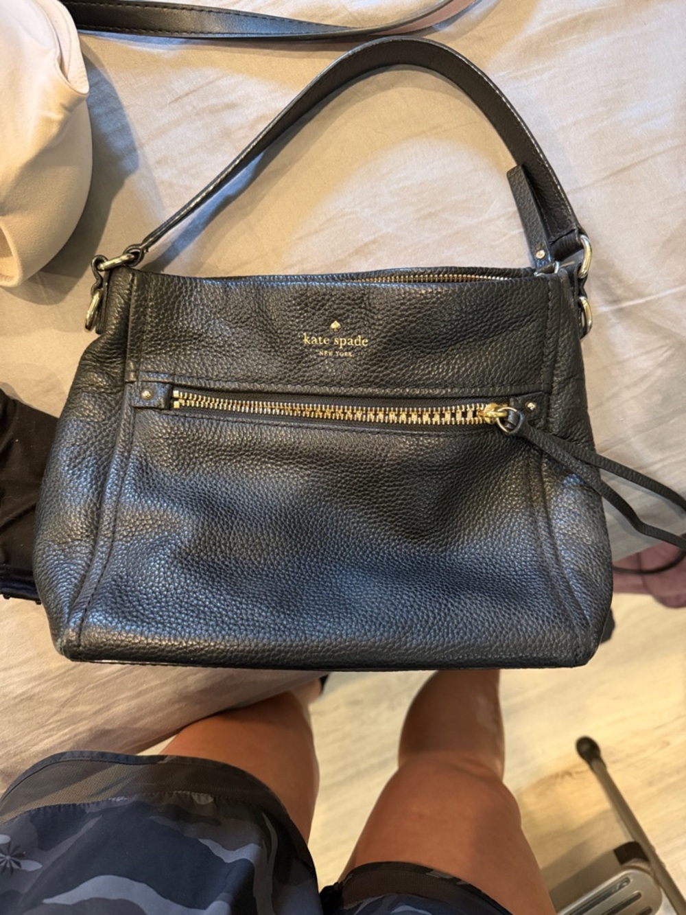 kate spade Black Pebbled Leather Mini Shoulder Bag with Gold Hardware - Picture 2 of 2